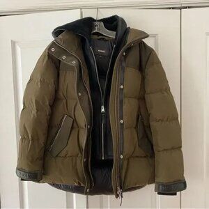 Mackage RILEY Classic Down Jacket with Shearling Bib / Army / Size S (36)